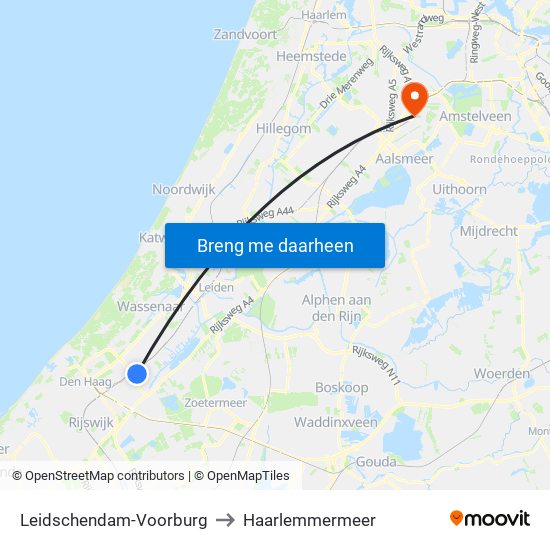 Leidschendam-Voorburg to Haarlemmermeer map