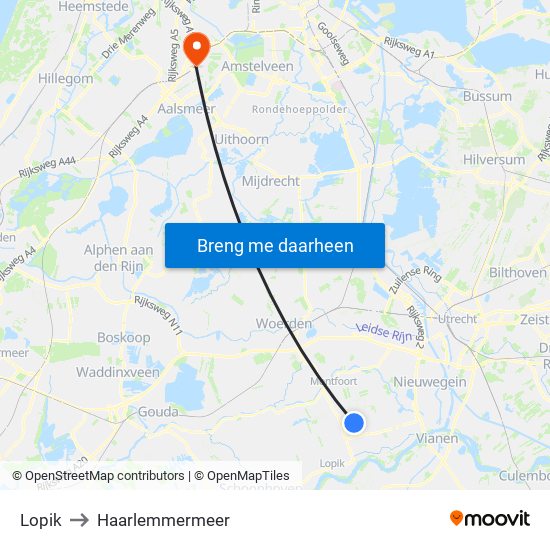 Lopik to Haarlemmermeer map