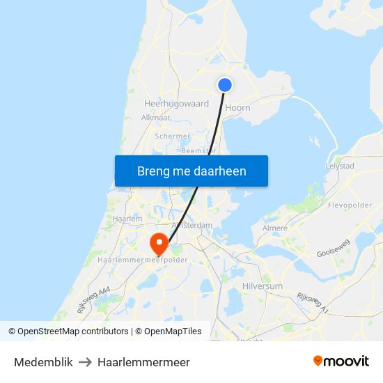 Medemblik to Haarlemmermeer map