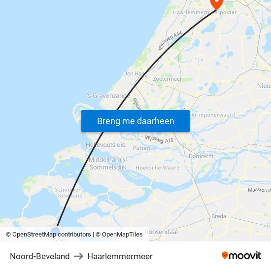 Noord-Beveland to Haarlemmermeer map