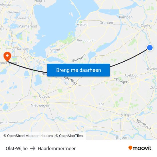 Olst-Wijhe to Haarlemmermeer map