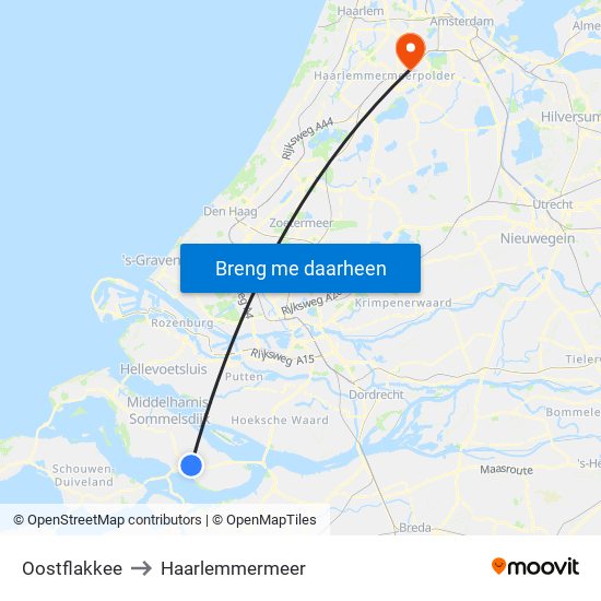 Oostflakkee to Haarlemmermeer map