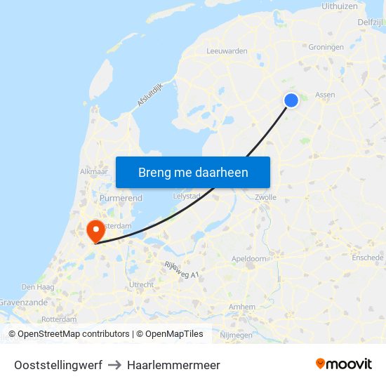 Ooststellingwerf to Haarlemmermeer map