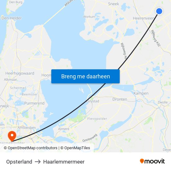 Opsterland to Haarlemmermeer map