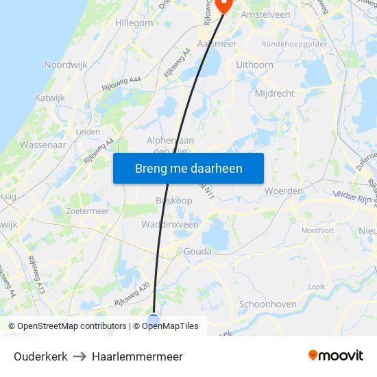 Ouderkerk to Haarlemmermeer map