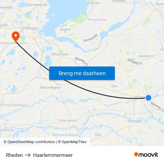 Rheden to Haarlemmermeer map
