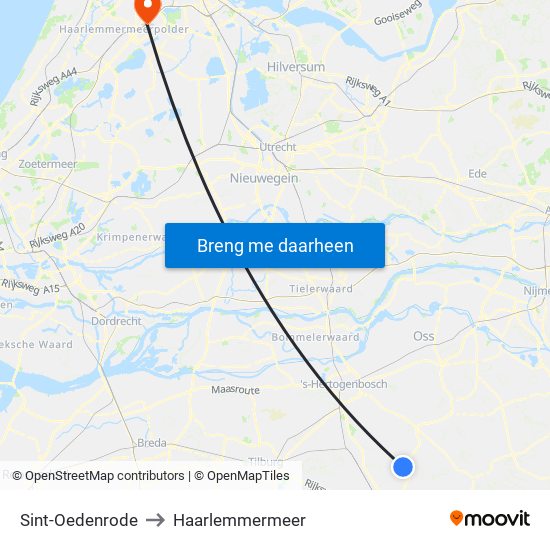 Sint-Oedenrode to Haarlemmermeer map