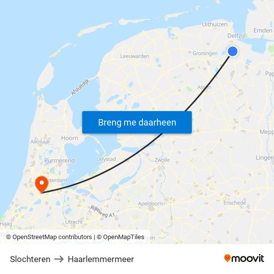 Slochteren to Haarlemmermeer map