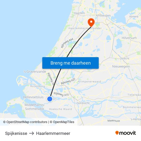 Spijkenisse to Haarlemmermeer map