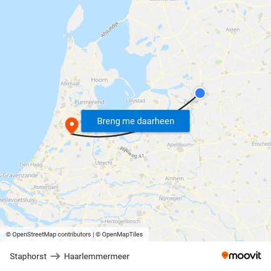 Staphorst to Haarlemmermeer map