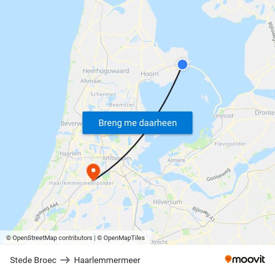 Stede Broec to Haarlemmermeer map