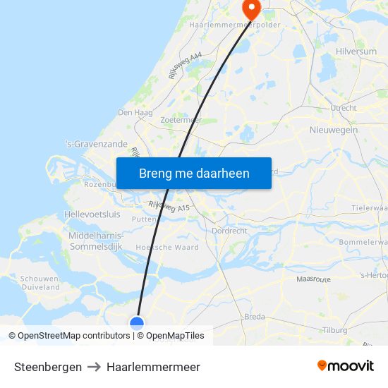 Steenbergen to Haarlemmermeer map