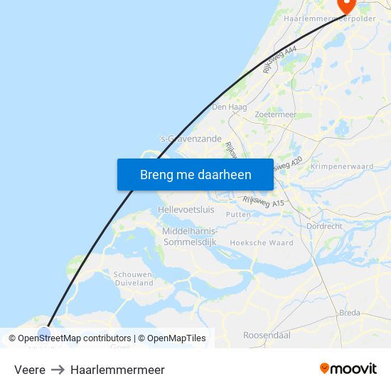 Veere to Haarlemmermeer map