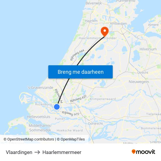 Vlaardingen to Haarlemmermeer map