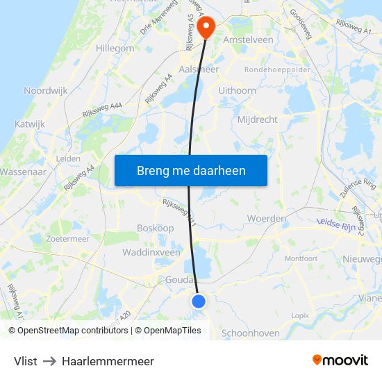 Vlist to Haarlemmermeer map