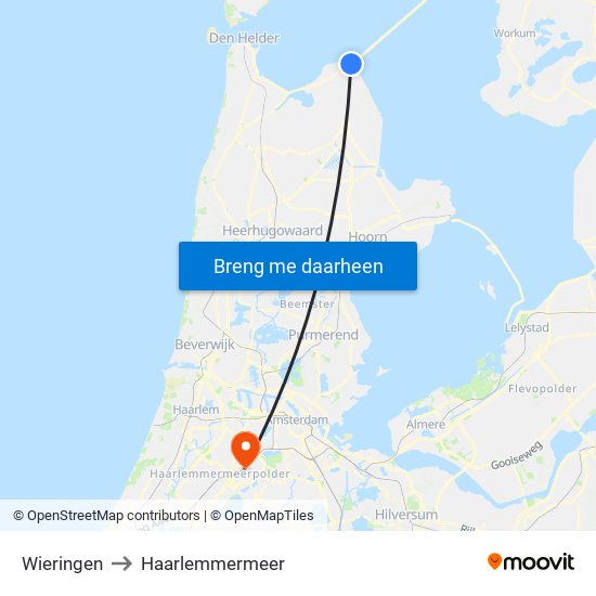 Wieringen to Haarlemmermeer map