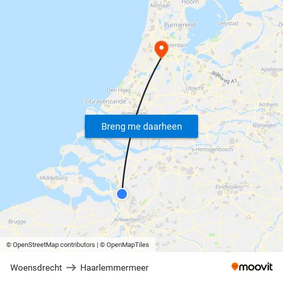 Woensdrecht to Haarlemmermeer map