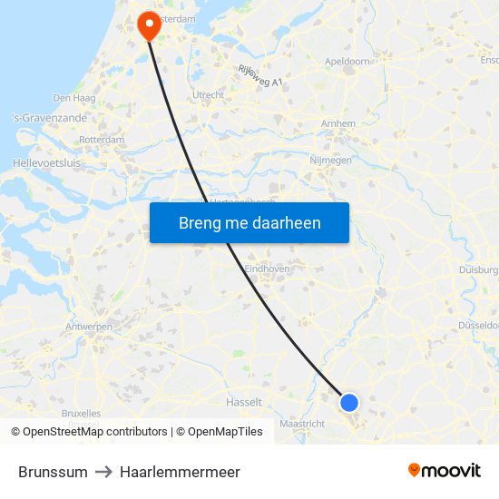 Brunssum to Haarlemmermeer map