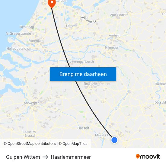 Gulpen-Wittem to Haarlemmermeer map