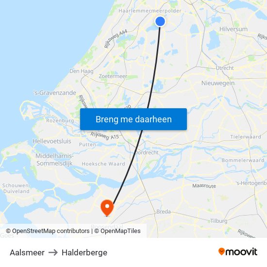 Aalsmeer to Halderberge map