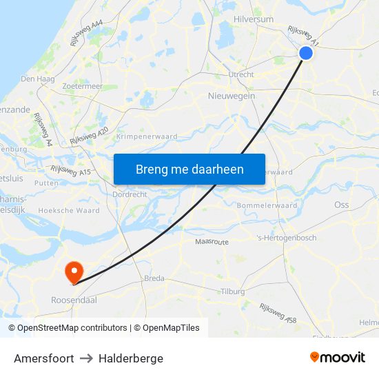 Amersfoort to Halderberge map