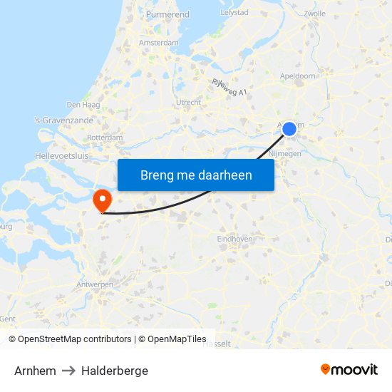 Arnhem to Halderberge map