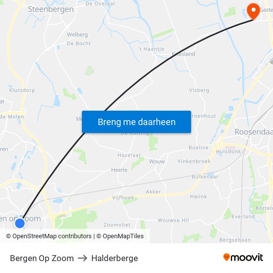 Bergen Op Zoom to Halderberge map