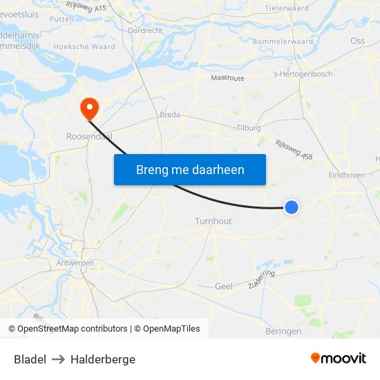 Bladel to Halderberge map