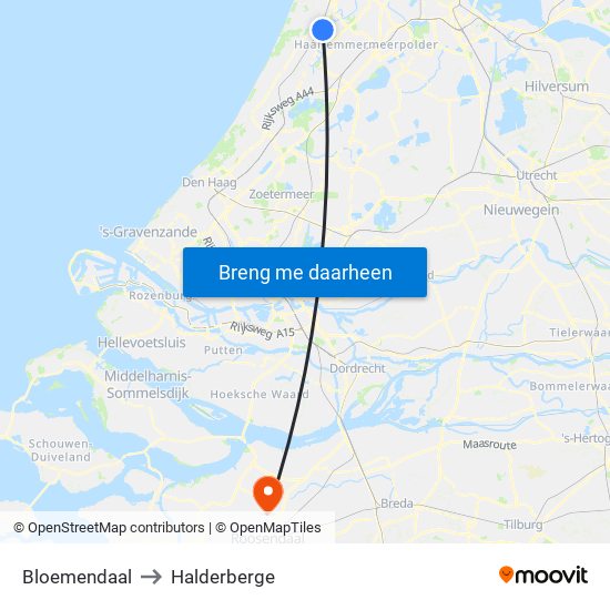 Bloemendaal to Halderberge map