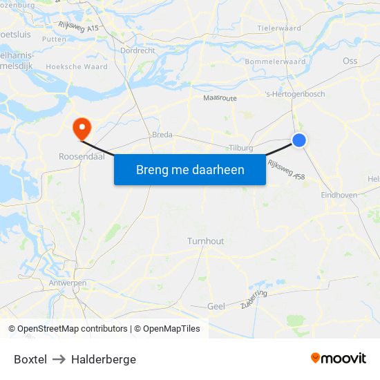 Boxtel to Halderberge map