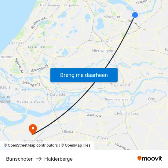 Bunschoten to Halderberge map