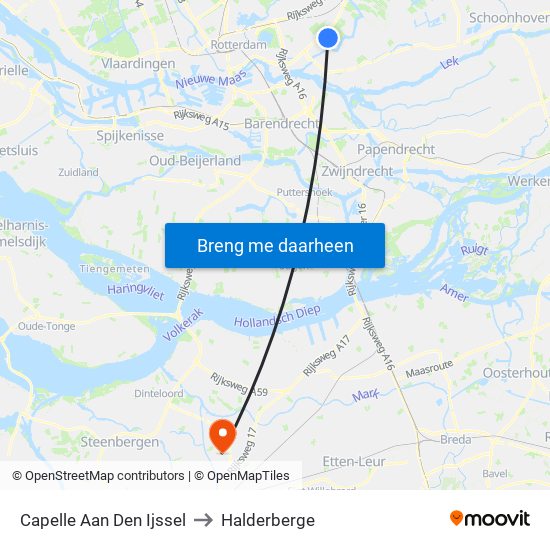 Capelle Aan Den Ijssel to Halderberge map