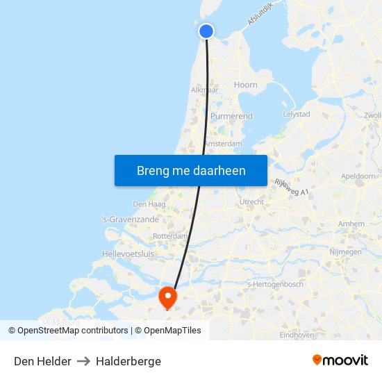 Den Helder to Halderberge map