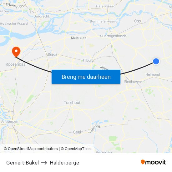 Gemert-Bakel to Halderberge map