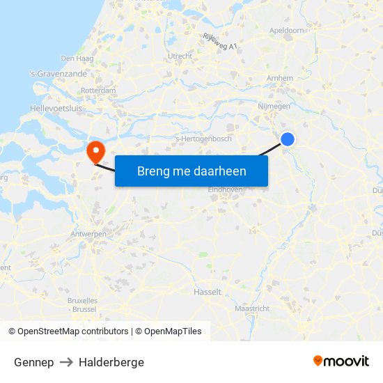 Gennep to Halderberge map
