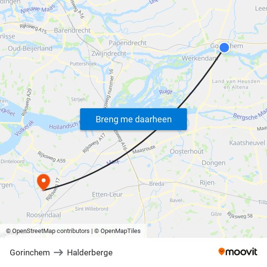 Gorinchem to Halderberge map