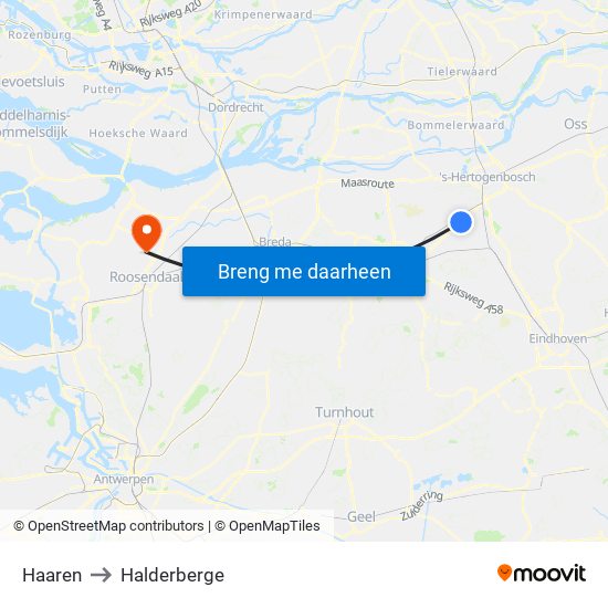 Haaren to Halderberge map