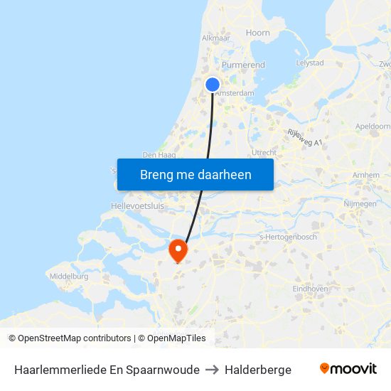 Haarlemmerliede En Spaarnwoude to Halderberge map