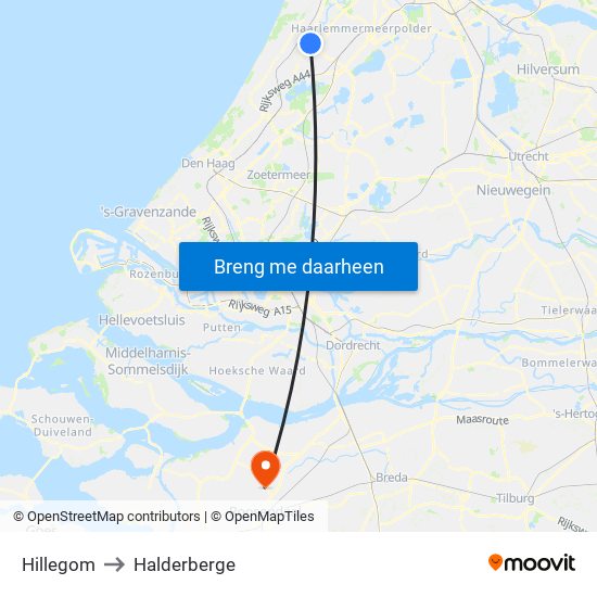 Hillegom to Halderberge map