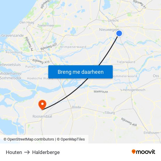 Houten to Halderberge map
