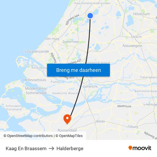 Kaag En Braassem to Halderberge map