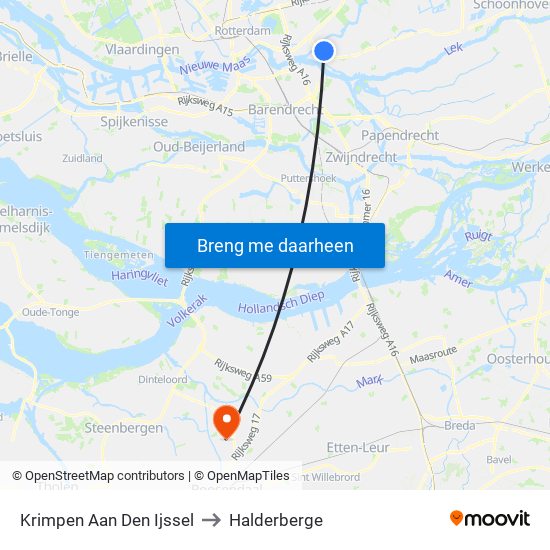 Krimpen Aan Den Ijssel to Halderberge map