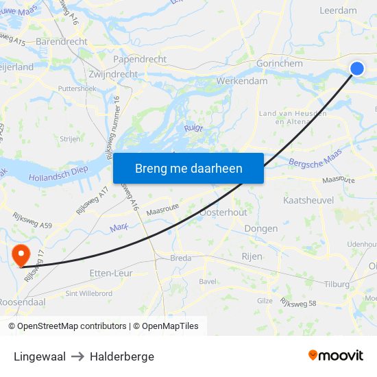 Lingewaal to Halderberge map