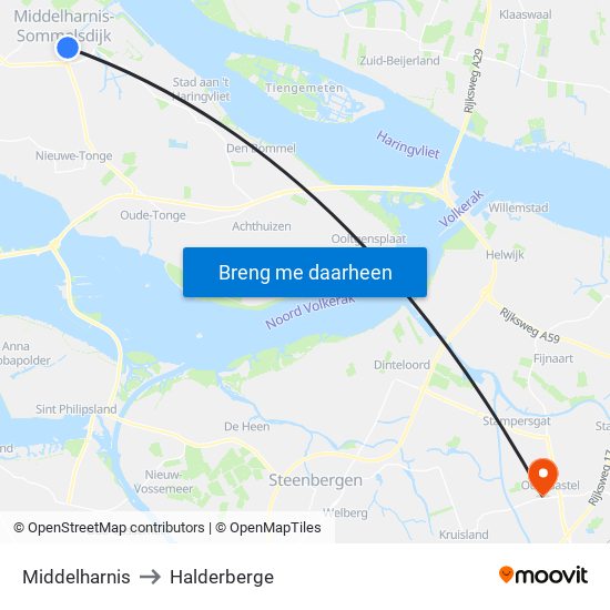 Middelharnis to Halderberge map