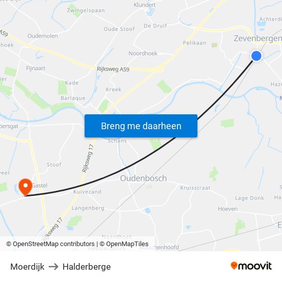 Moerdijk to Halderberge map