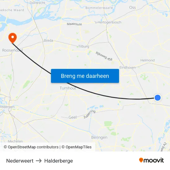 Nederweert to Halderberge map