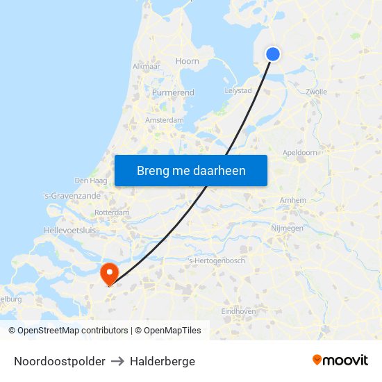 Noordoostpolder to Halderberge map