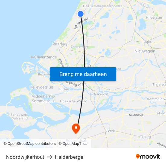 Noordwijkerhout to Halderberge map
