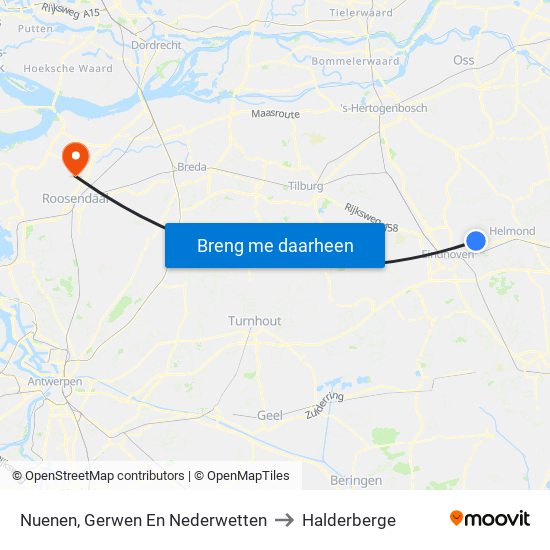 Nuenen, Gerwen En Nederwetten to Halderberge map