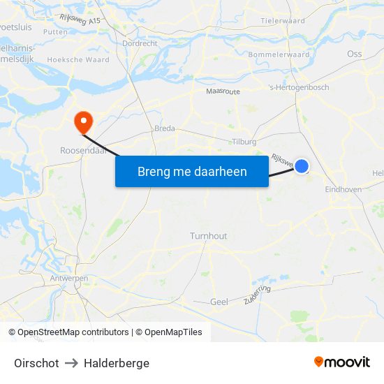 Oirschot to Halderberge map